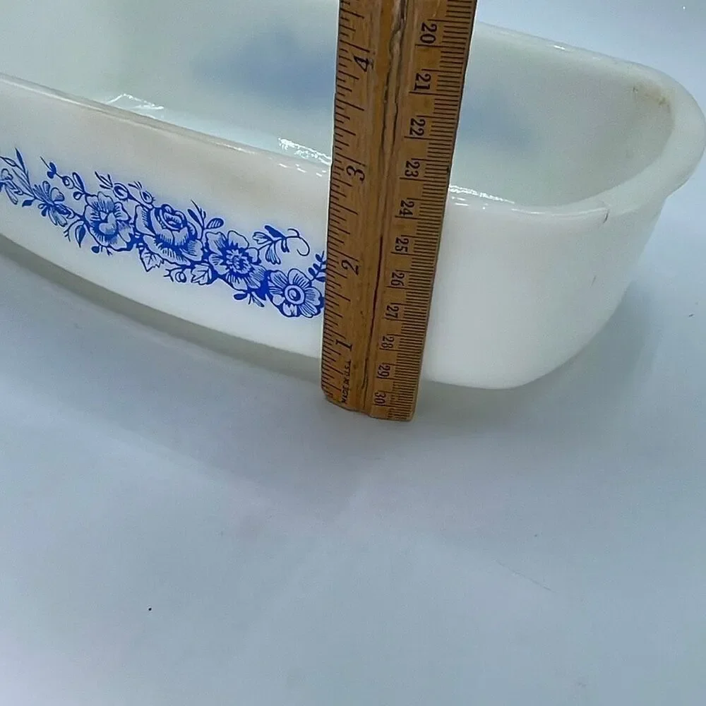 Vintage Federal Heat Proof casserole dish blue roses.